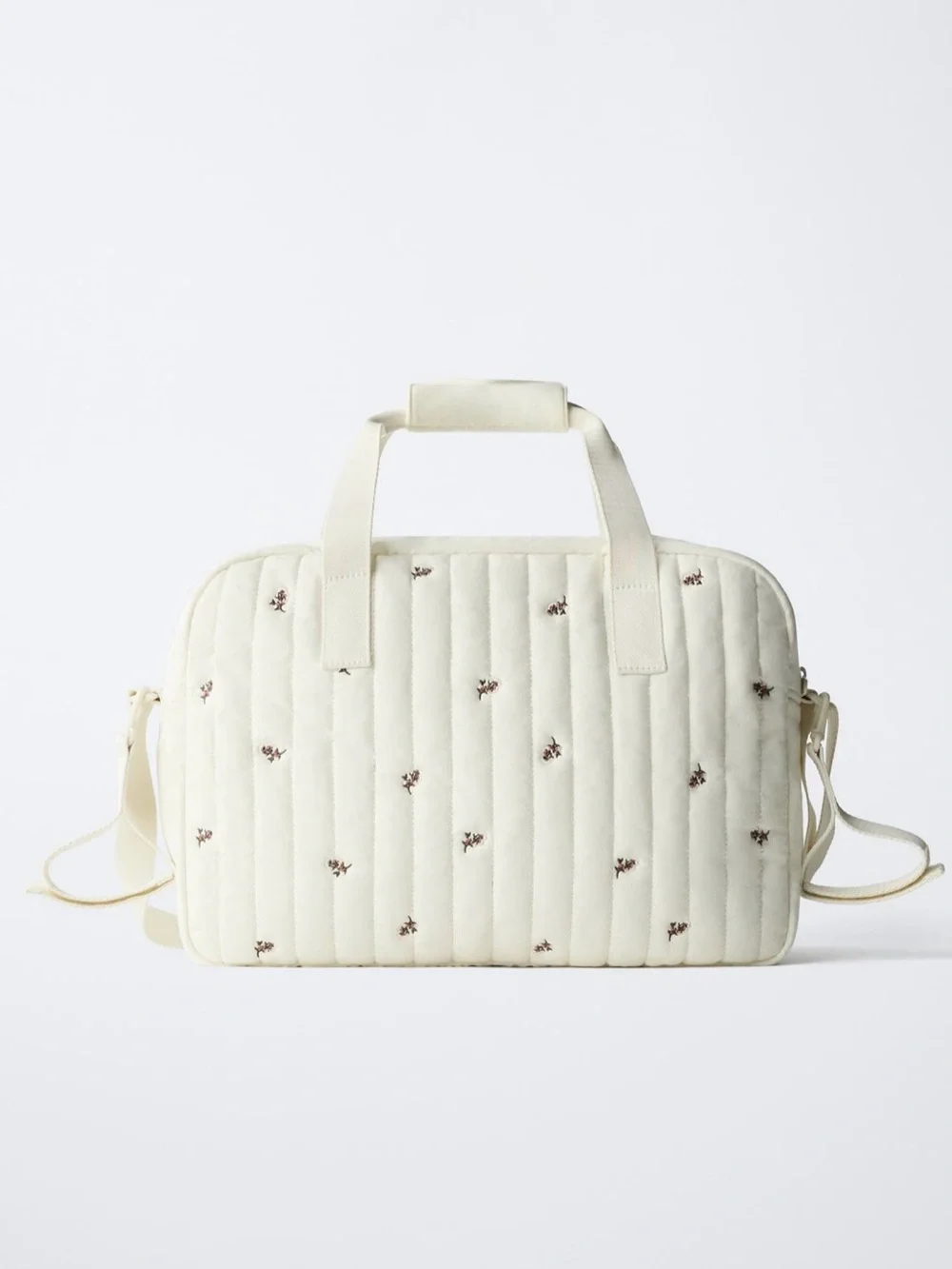 ZARA Cream Quilted Floral Maternity Bag